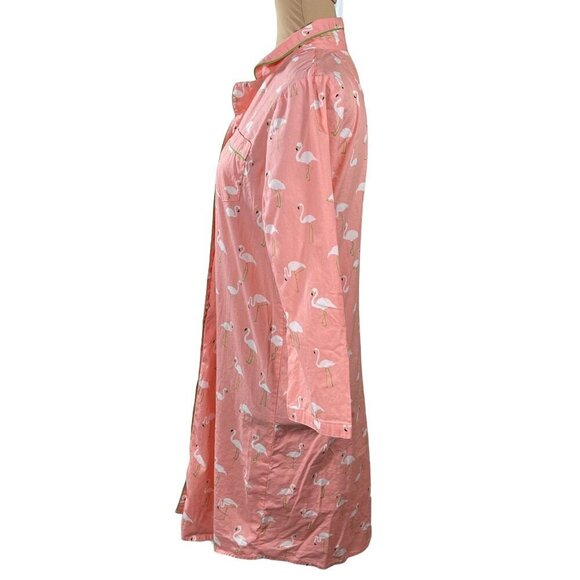 Lands' End Women's Sleep Shirt Button Front Long Sleeve Flamingo Peach Small S - Picture 2 of 6